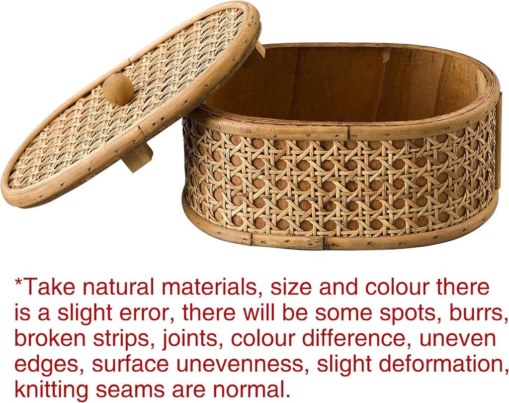 Rattan Decorative Box with Lid, Small Oval Box for Storage