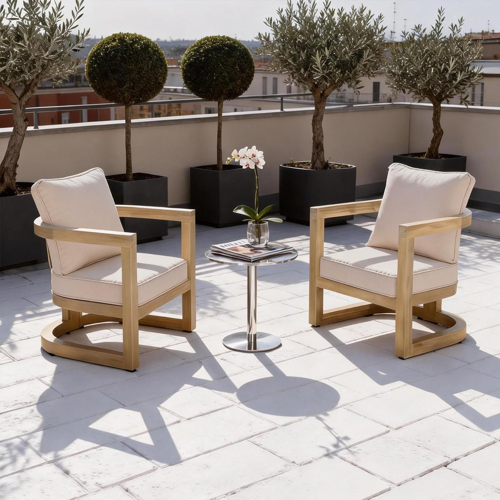 24x24 Inch Outdoor Deep Seat Cushions Set of 2, Curved Back Cover Only, Flat Thick High-Density Foam