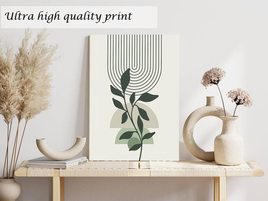 Large Framed Boho Canvas Wall Art Set of 3, Mid Century Modern room Decor, Minimalist Geometric Abstract Boho