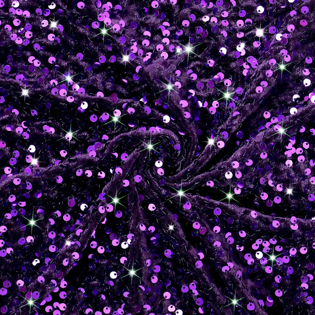 Purple Sequin Fabric by The Yard 5 Yards Velvet Sequin Fabric Metallic Mermaid Fabrics Glitter Material for Quilting