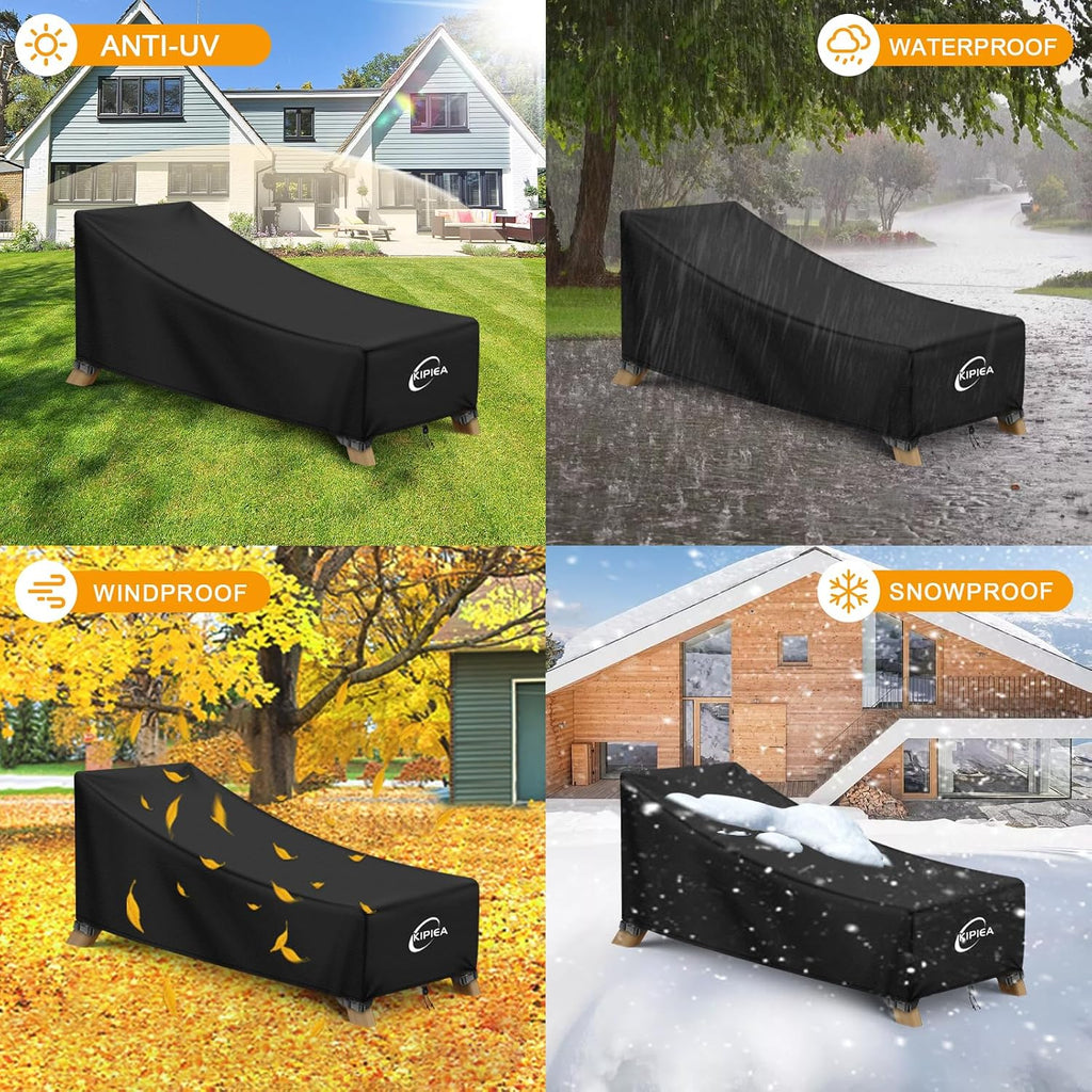 Waterproof Patio Lounge Chair Covers for Outdoor Furniture, Heavy Duty Outdoor Chaise Lounge Cover with Anti UV and