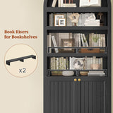 81" Tall Arched Cabinets,Bookcase with storage,Mid-Century Modern 6-Tier Bookshelf with Door,2 Book Risers and