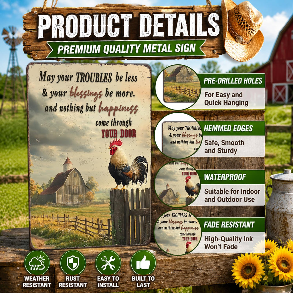 Rooster Kitchen Decor Metal Chicken Signs Chicken Coop Decor Farm Rooster Crowing Sign Welcome To My Mother Kitchen