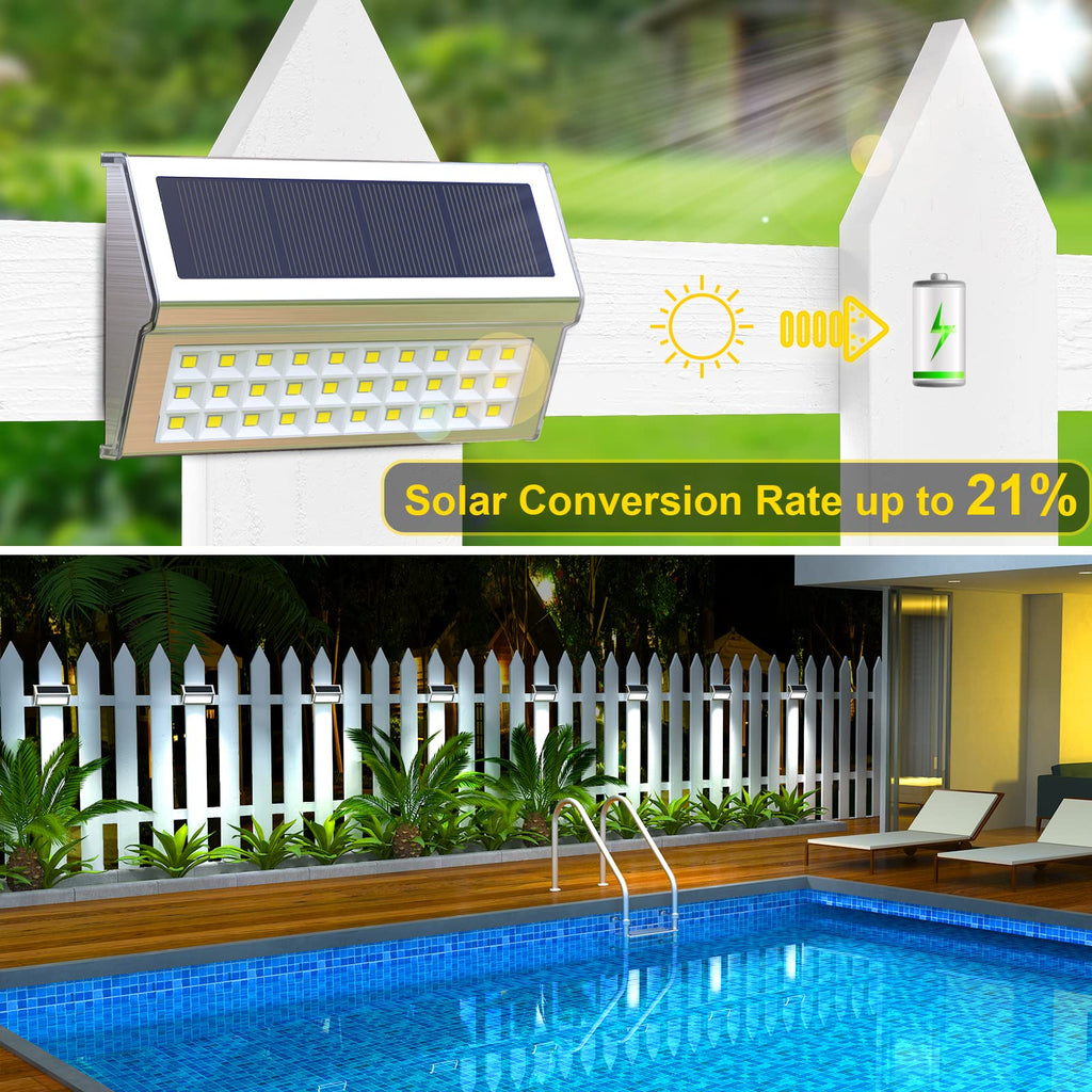 Solar Deck Lights, Suitable for Fence Step Stair-Cool White-10Pack