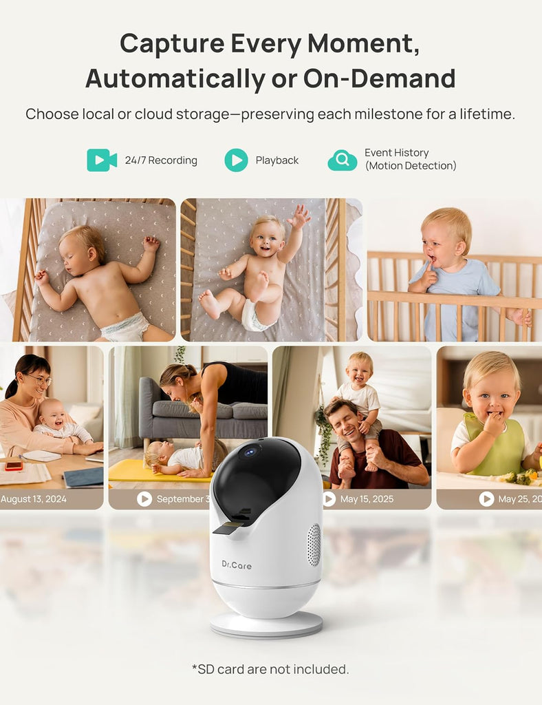 VistaView 5" 1080P Smart WiFi Baby Monitor with Camera & Clip Mount