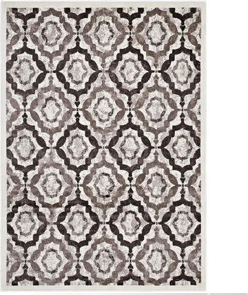 Kalinda Rustic Vintage Moroccan Trellis Area Rug in Brown, Beige and Ivory