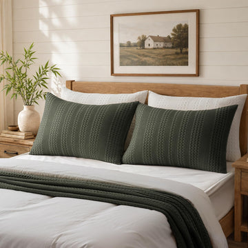 Queen Pillow Shams Bamboo Pillowcases - Waffle Weave, Ultra Soft & Breathable, Cotton Blend Throw Pillow Covers for