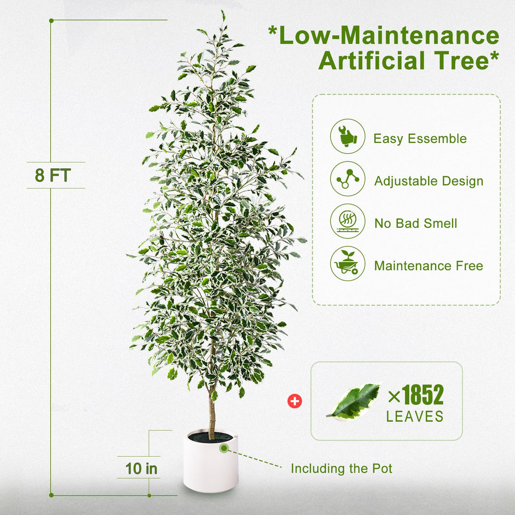 Large Artificial ficus Tree Tall Fake Pencil fig Trees Indoor Outdoor Realistic Floor Plant Faux Plastic Plants