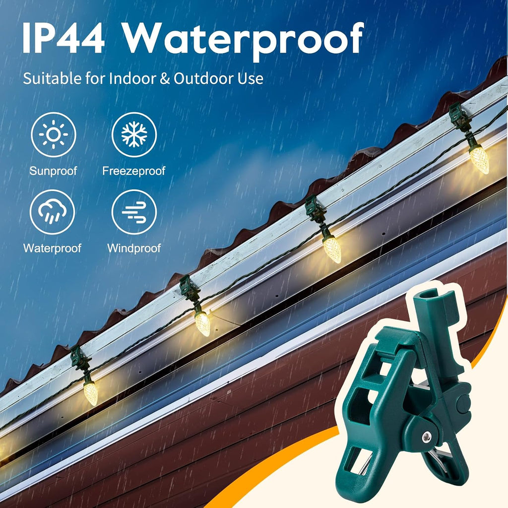 49FT 50 LED C9 Christmas Lights Outdoor Waterproof, Warm White