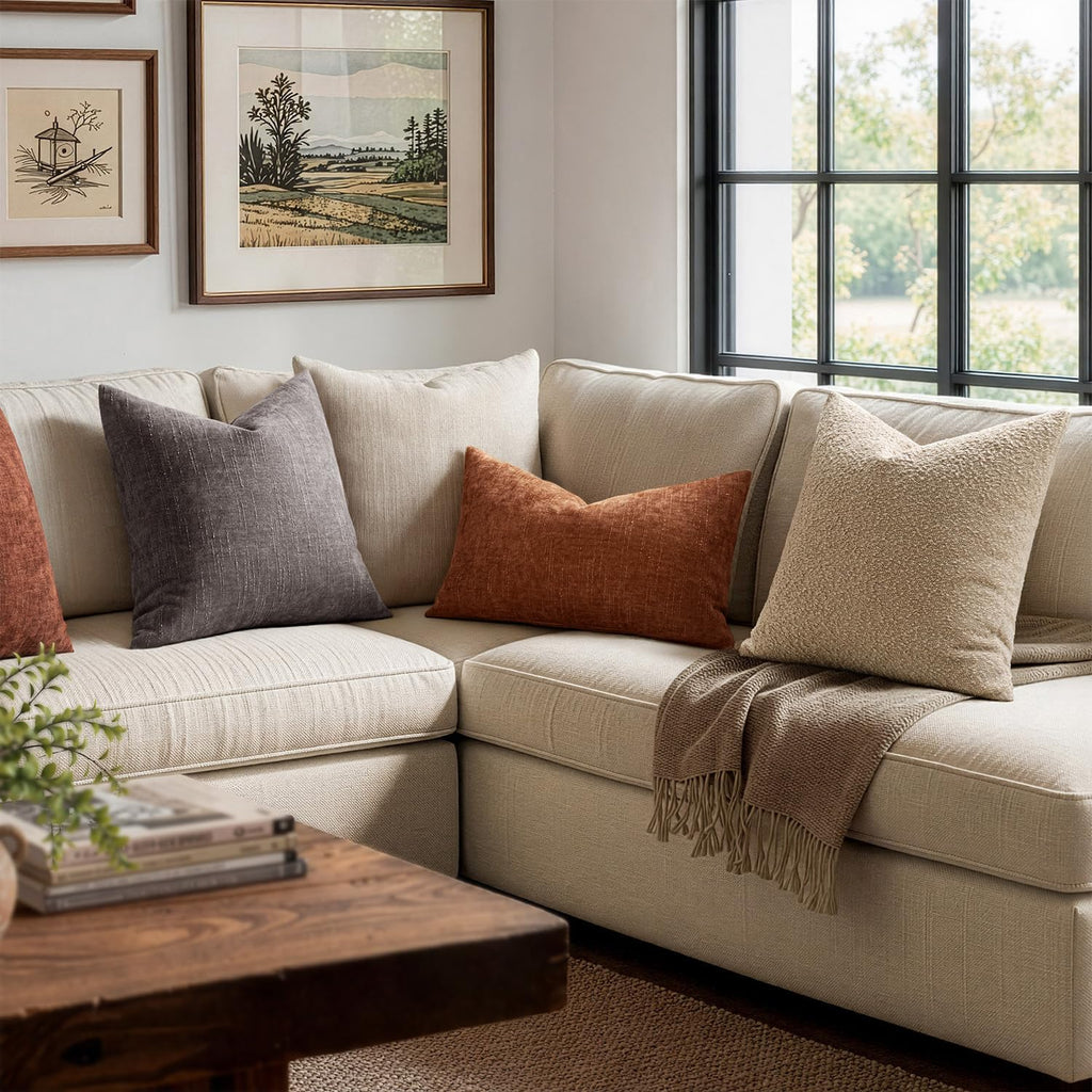 Textured Chenille Throw Pillow Covers 18x18 Inch Charcoal Gray