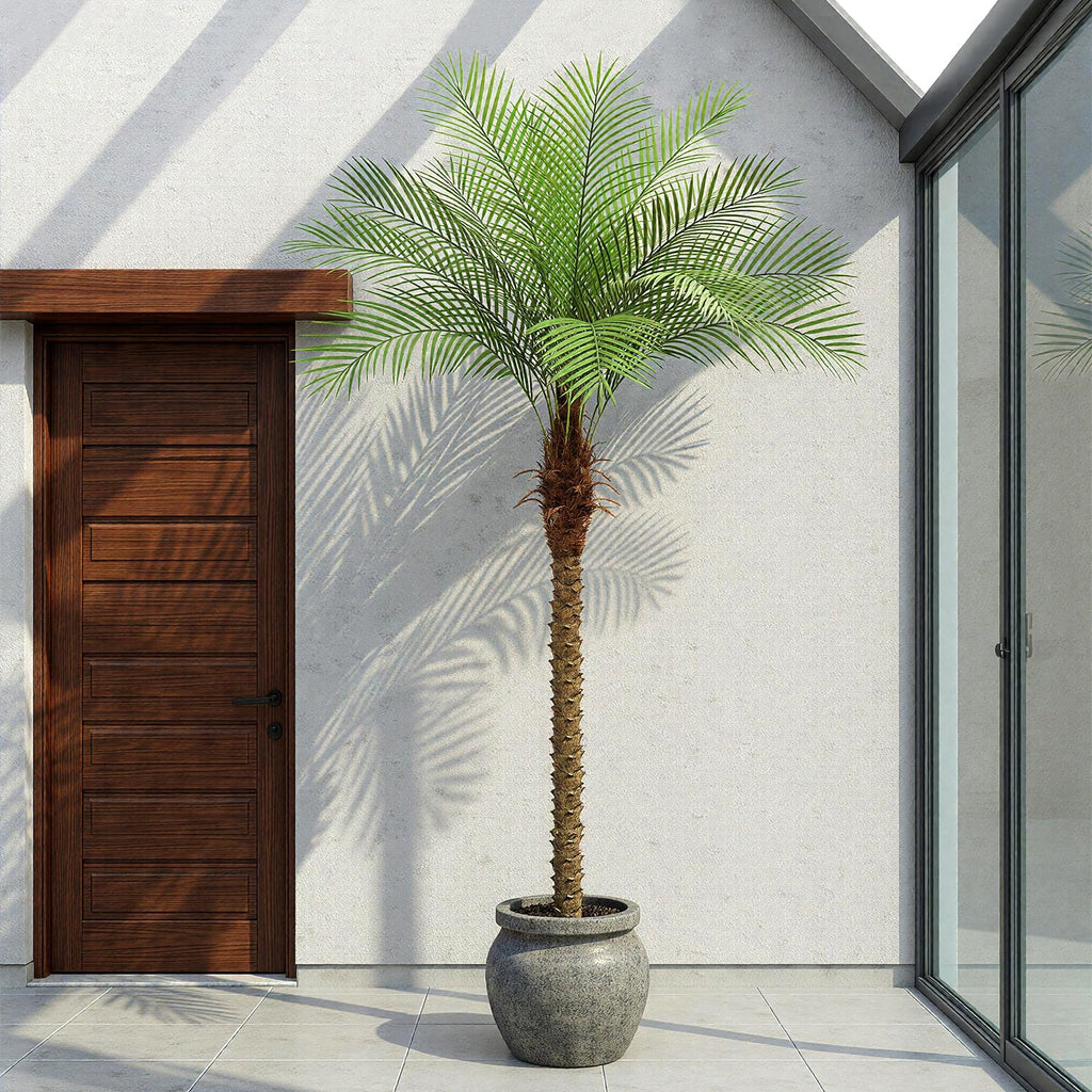 7ft Artificial Phoenix Palm Tree Tall Artificial Palm Trees with 15 Adjustable Leaves, Faux Phoenix Palm Plants for