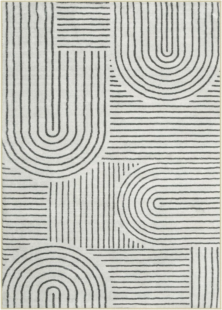 Abstract Washable Area Rug, 5x7 Rug