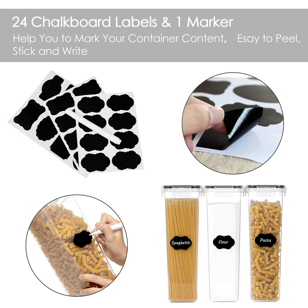 Airtight Food Storage Containers, 4 Pack, 2.8L, Black