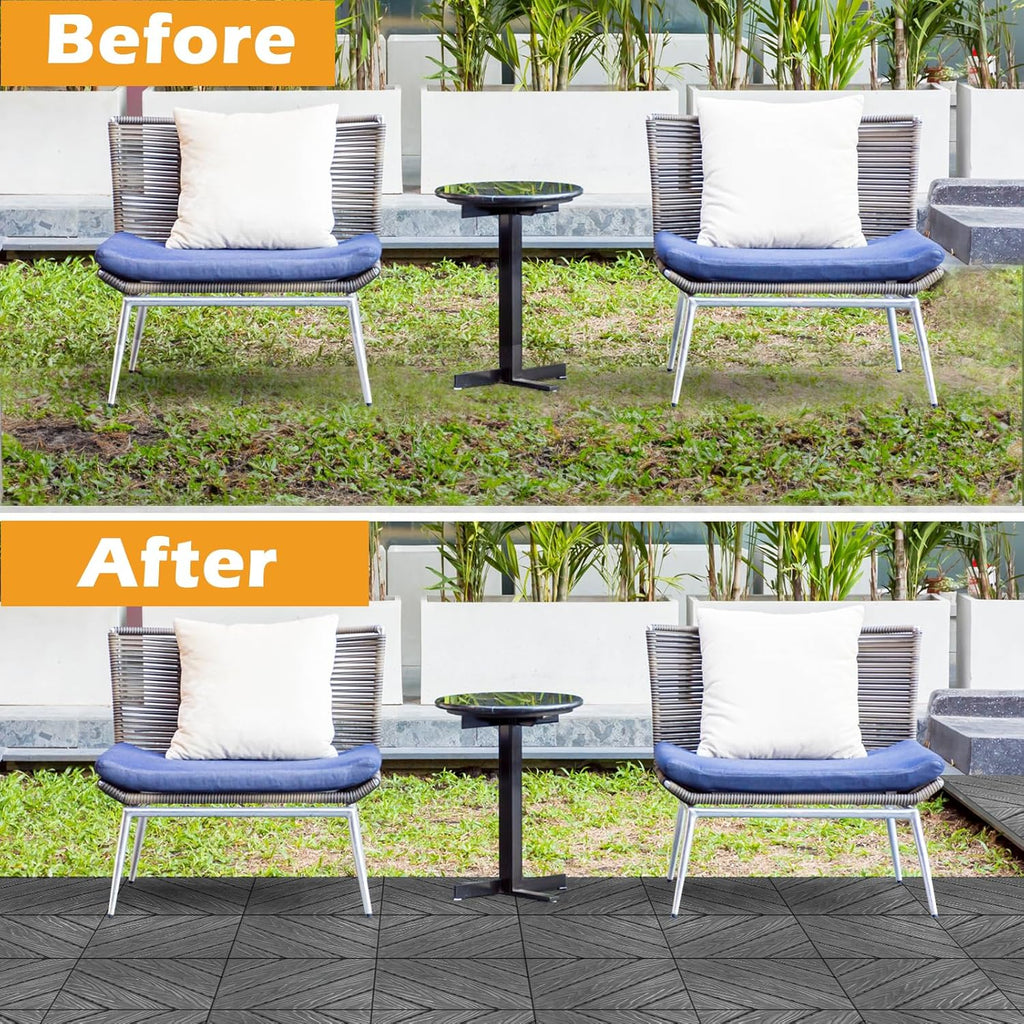 Interlocking Deck Tiles, Anti-Slip Plastic Tiles for All Weather, Outdoor/Indoor Flooring for Patio, Porch, Poolside
