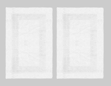 2 Pack Reversible Bath Mat - Soft Plush Bath Rug -20x30- White