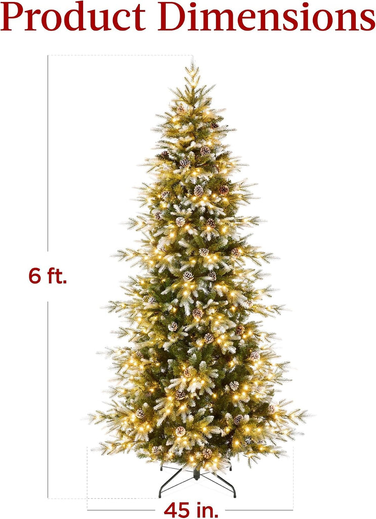Pre-Lit Artificial Frosted Slim Aspen Christmas Tree, Partially Flocked Holiday Décor w/ 2-in-1 White &