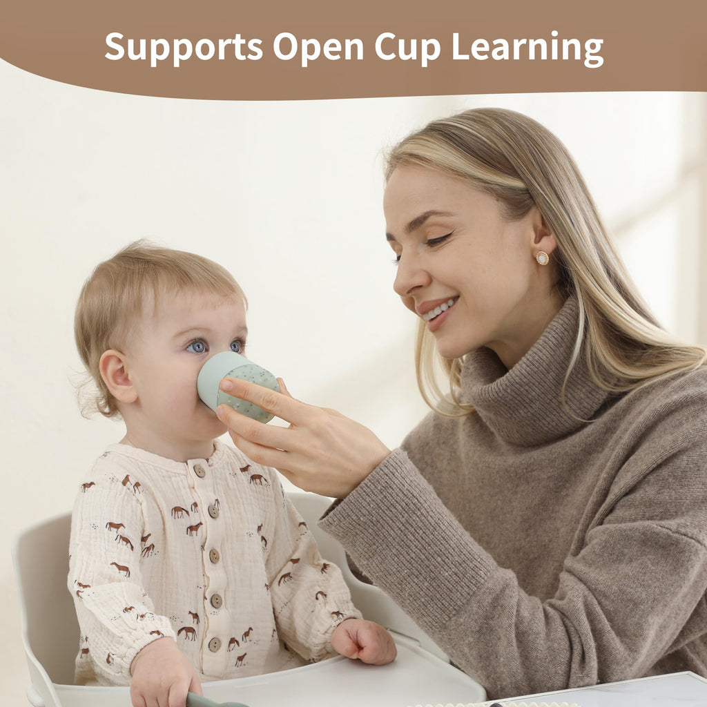 Silicone Baby Cups 4 Months+ | Tiny Open Training Cups for Infants with Confetti Sprinkles | Baby-Led Weaning