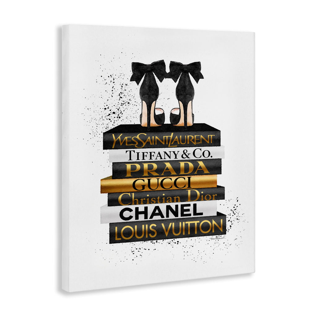 Glam Bookstack Animal Print, 16 x 20 Inch Canvas Wall Art