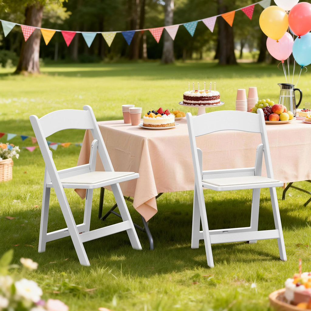 Garden and Patio Folding Chair for Events and Wedding, Lightweight with Padded Seat, Water-Proof, Double Braced