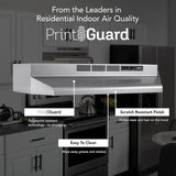 Stainless Steel Under Cabinet Range Hood 3 Speed Push Button Control, LED Lights, Permanent Filters, Convertible Ducted/Ductless