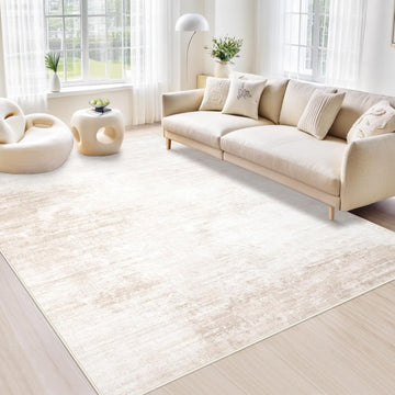 Area Rugs 6x9 Living Room: Washable Rug Modern Abstract Large Rug Soft Non Slip Neutral Rugs Stain Resistant Indoor