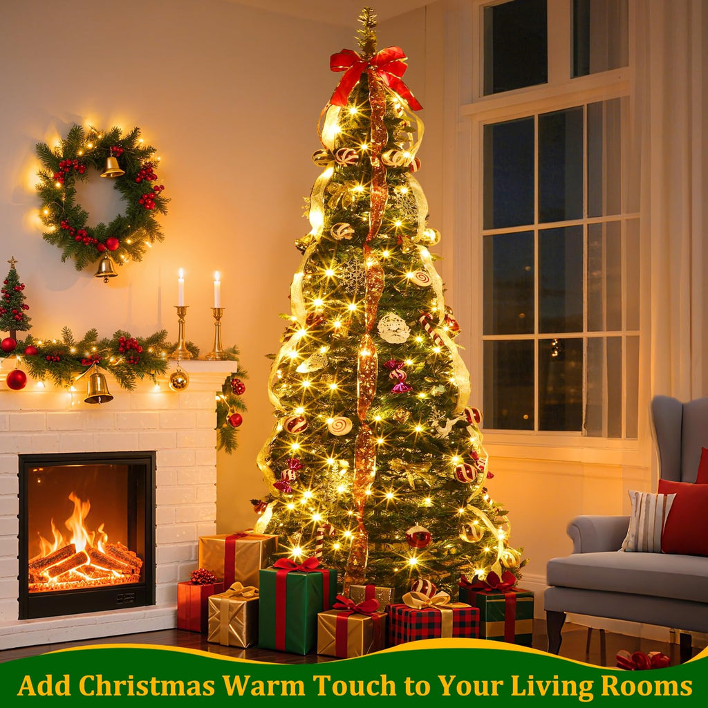 6.5FT Prelit Pop Up, Dual Color Changing Lights Timer 8 Modes