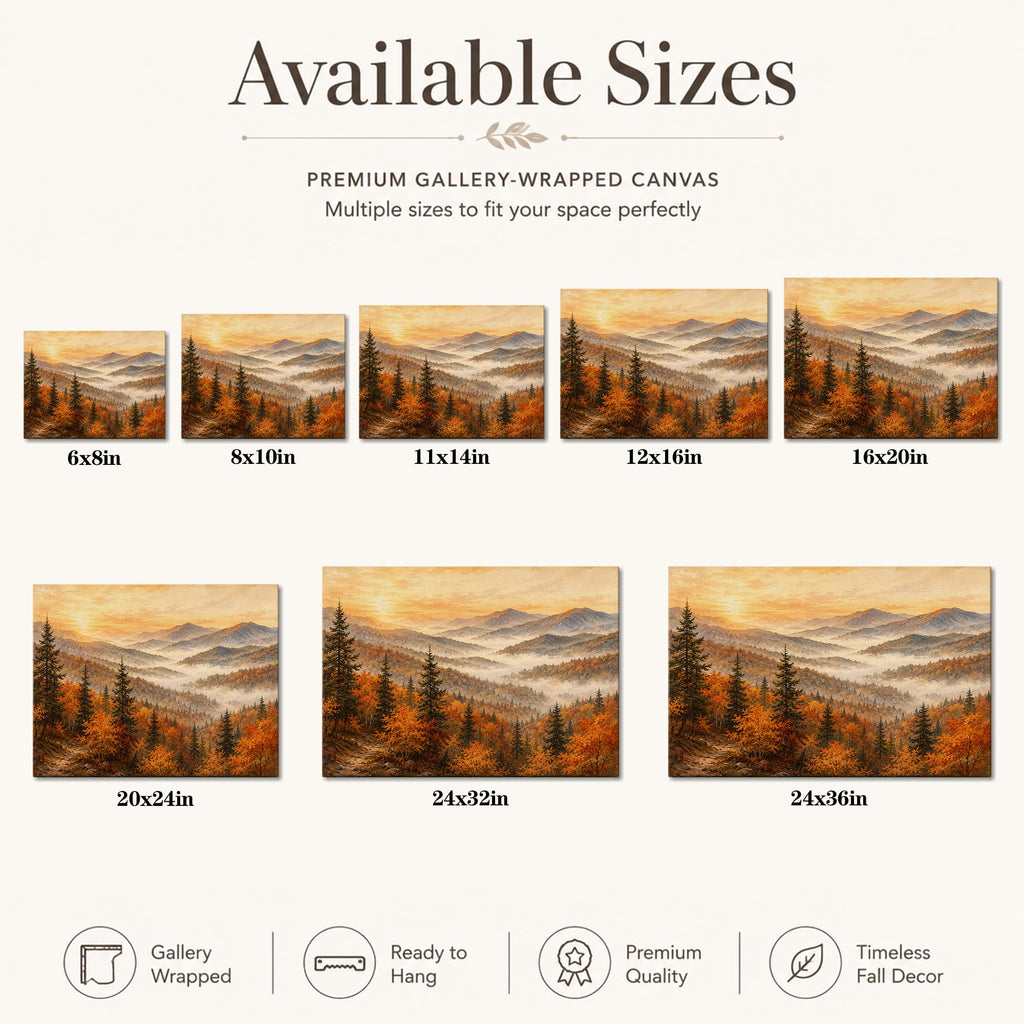 Autumn Mountain Canvas Wall Art, Fall Forest Landscape Canvas Prints