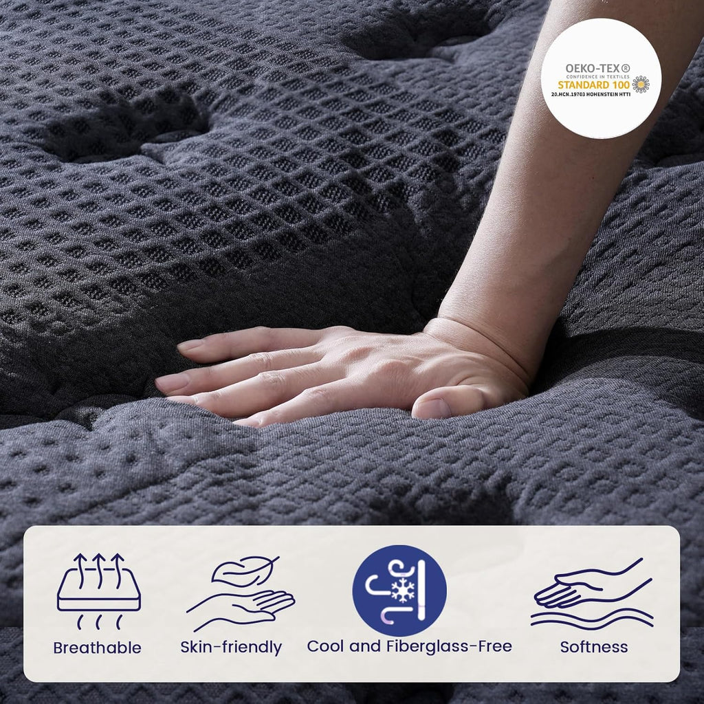 (High-End Upgraded) Luxury 14 Inch California King Size Hybrid Mattress | with Gel Memory Foam & Pocket Springs