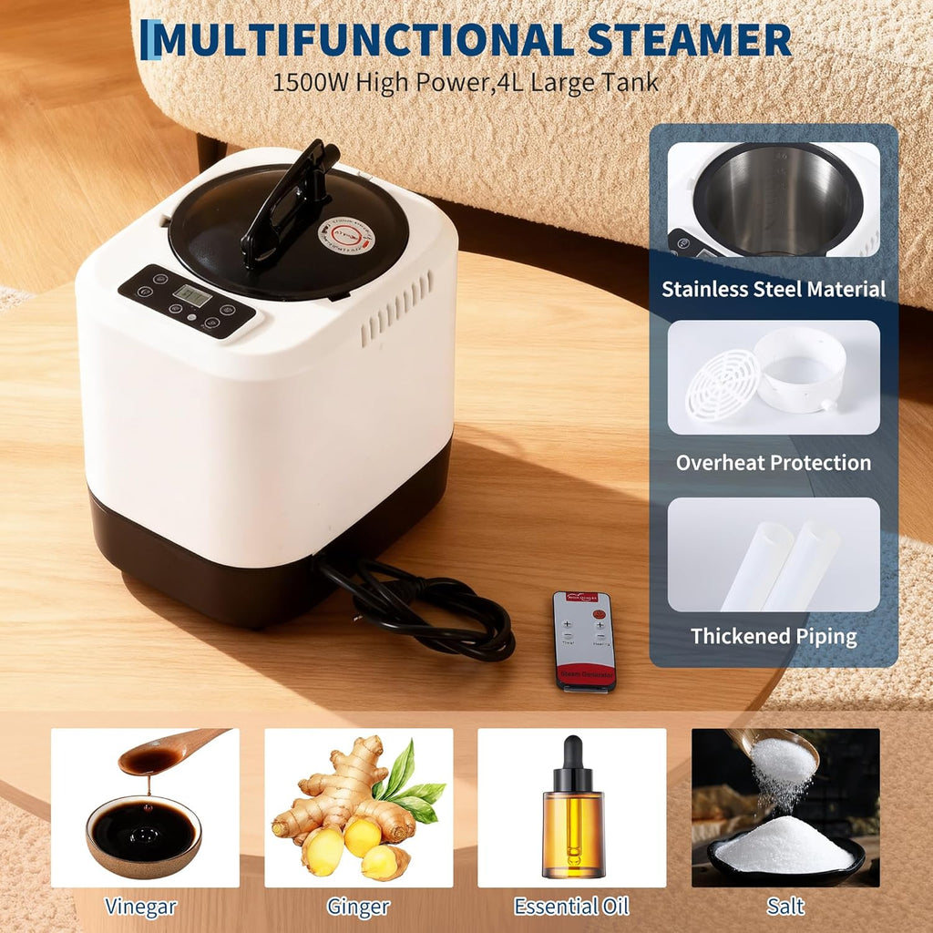 GarveeHome Sauna Box,Portable Sauna for Home with 4L 1500W Steamer,Portable Steam Sauna Tent with 600D