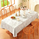 Premium Vintage Farmhouse Damask Floral 60 x 104 inch Rectangle Table Cloth - Water Resistant Linen 