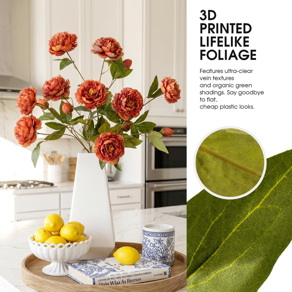4Pcs Peonies Artificial Flowers Bulk Real Touch Faux Peony Silk Flowers Long Stem for Vase Home Table Wedding