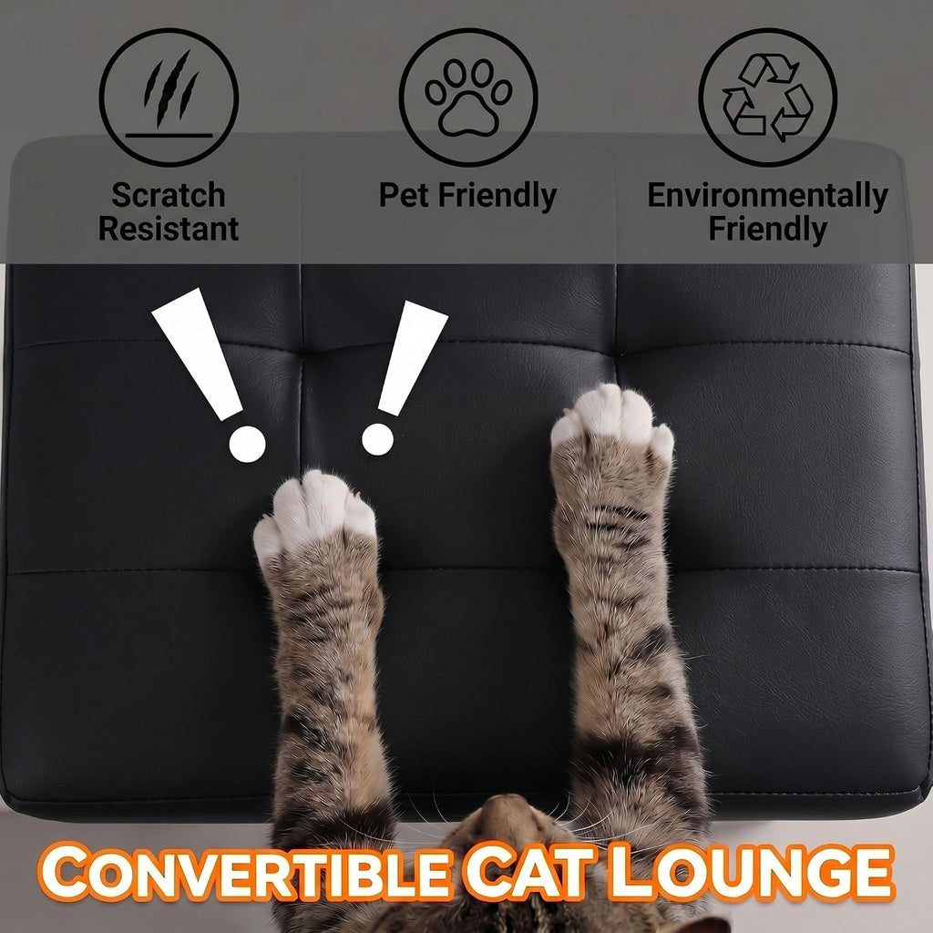 2-in-1 Dog Ramp & Ottoman - Foldable Dog Steps for Couch and Bed with Hidden Storage, 20.4" H Non-Slip Wooden Pet