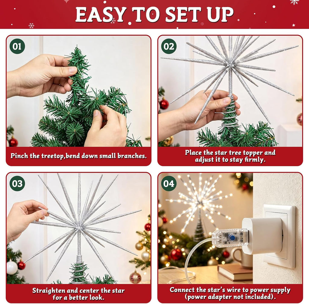 Tree Star Topper Remote Control & Timer USB Powered(Silver)