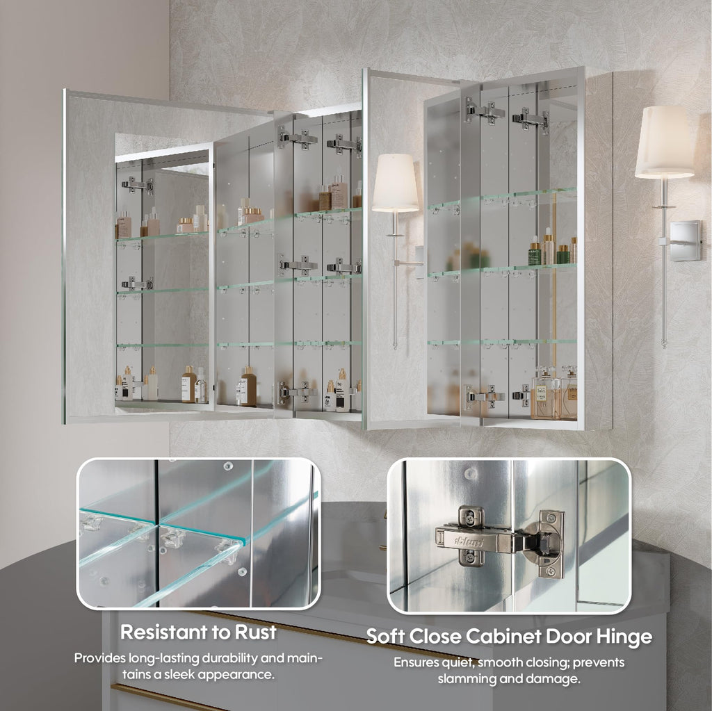 36" x 30" Rectangle Medicine Cabinet Mirror, Surface Mount or Recessed Medicine Cabinet with Tempered Mirror