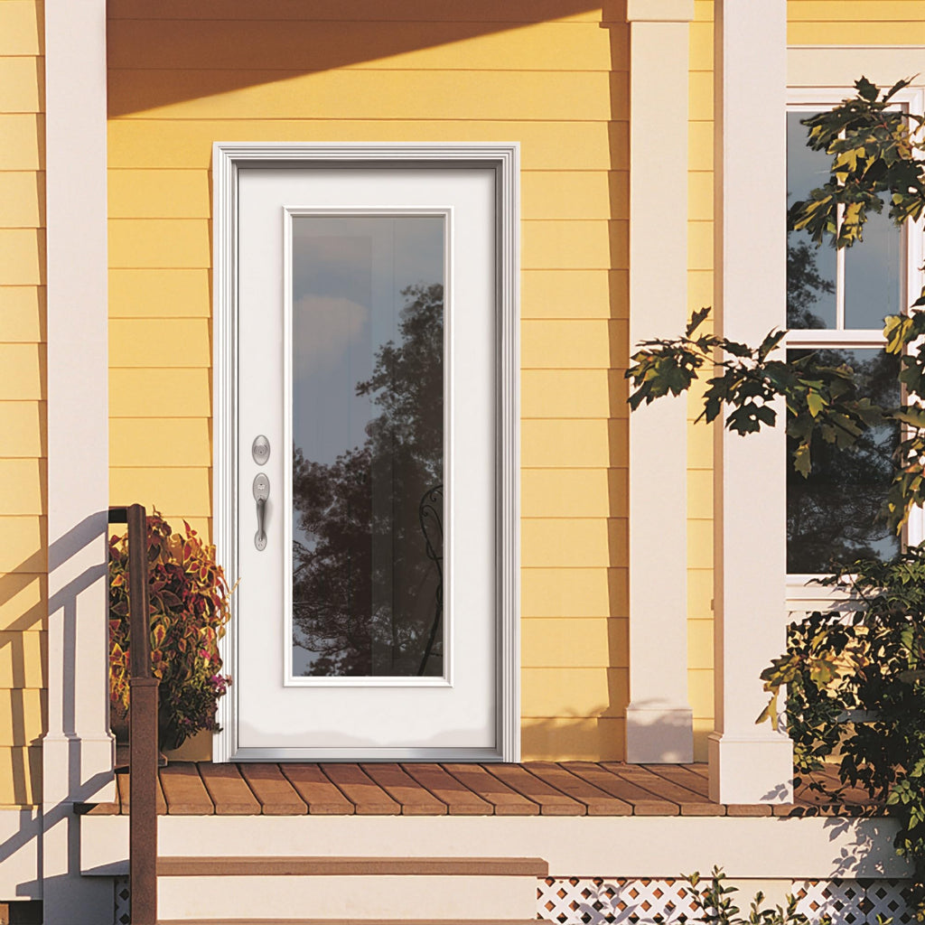 Fiberglass Smooth Primed, Right Hand in-Swing, Prehung Front Door, Full Lite, Clear Glass, 30" x 80"