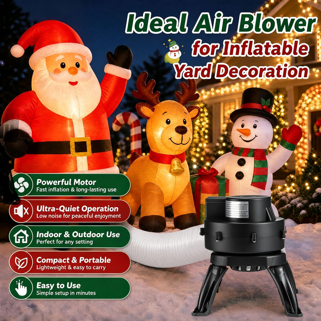Inflatable Fan Replacement with 5 Lights & Base, Black