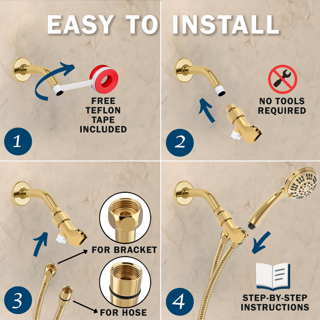 Luxury Handheld Shower Head - 1.8 GPM - Polished Brass
