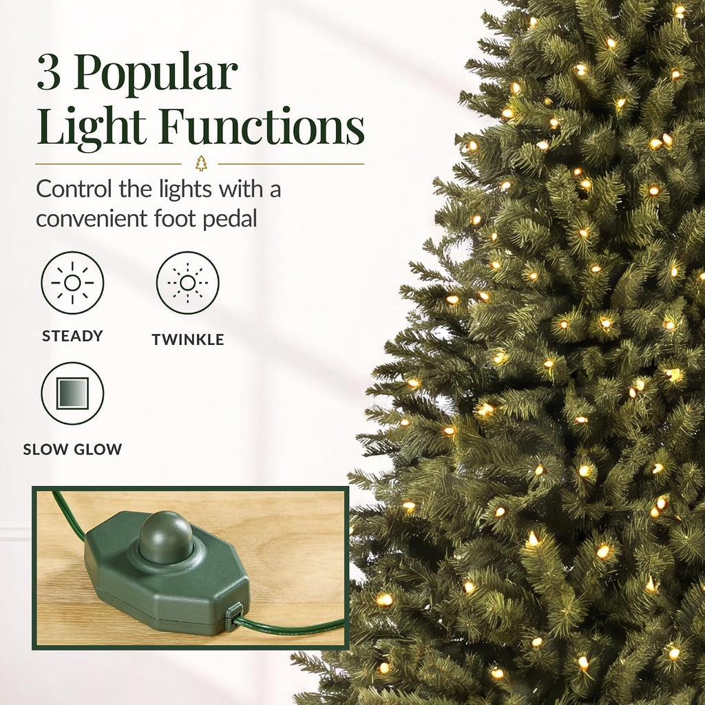 Artificial Christmas Tree with LED Twinkling Lights, Pre-Lit Spruce Realistic Holiday Xmas Décor, 1,300 Lights