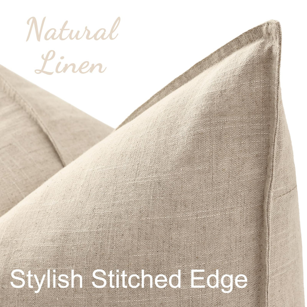 Beige Christmas Linen Throw Pillow Covers 22x22 Set of 2