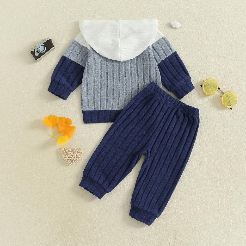Toddler Baby Boy Outfit Long Sleeve Hoodie and Pants Fall Winter Clothes Blue