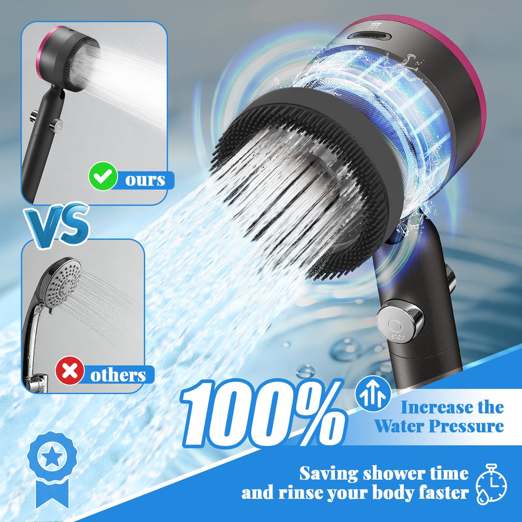 Filtered Shower Head with Handheld, High Pressure Showerhead with 5 Filters & 59" Explosion-Proof Hose, 360° Rotating