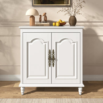 32" White Buffet Cabinet with Storage, Farmhouse Sideboard Cabinet