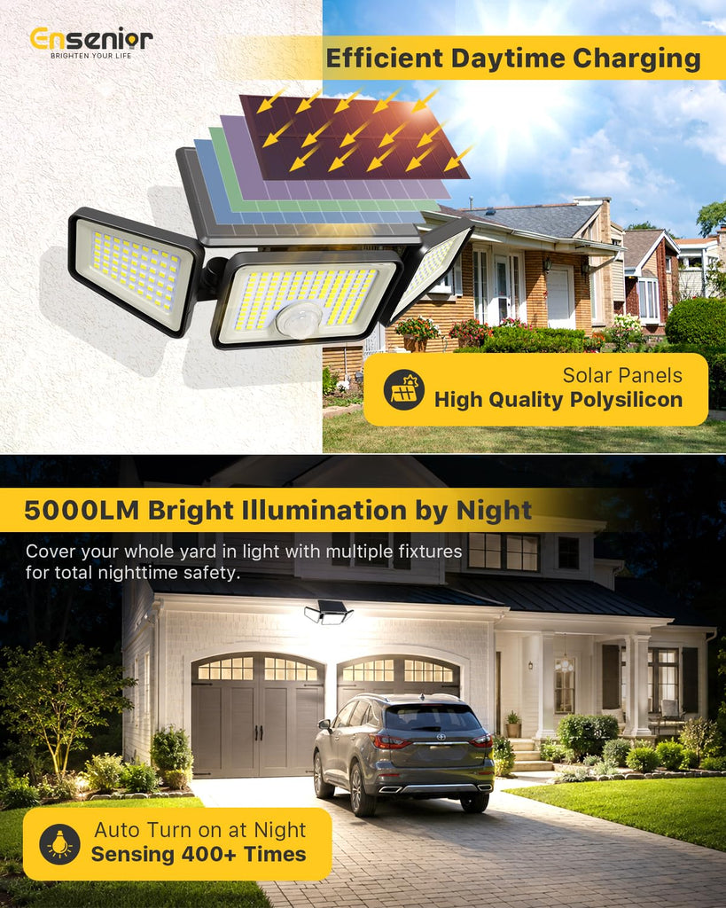 Solar Motion Sensor Flood Light with Remote, Black, 4-Pack