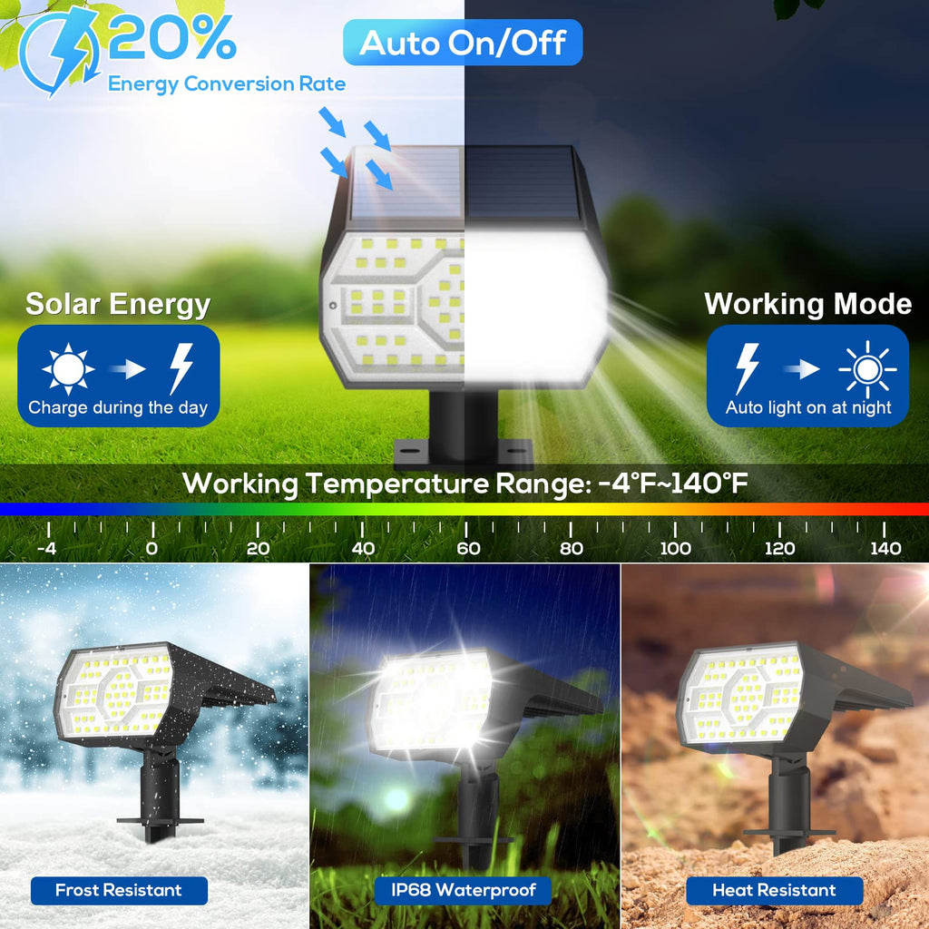 Solar Lights Outdoor Waterproof - 4 Pack (Cool White)