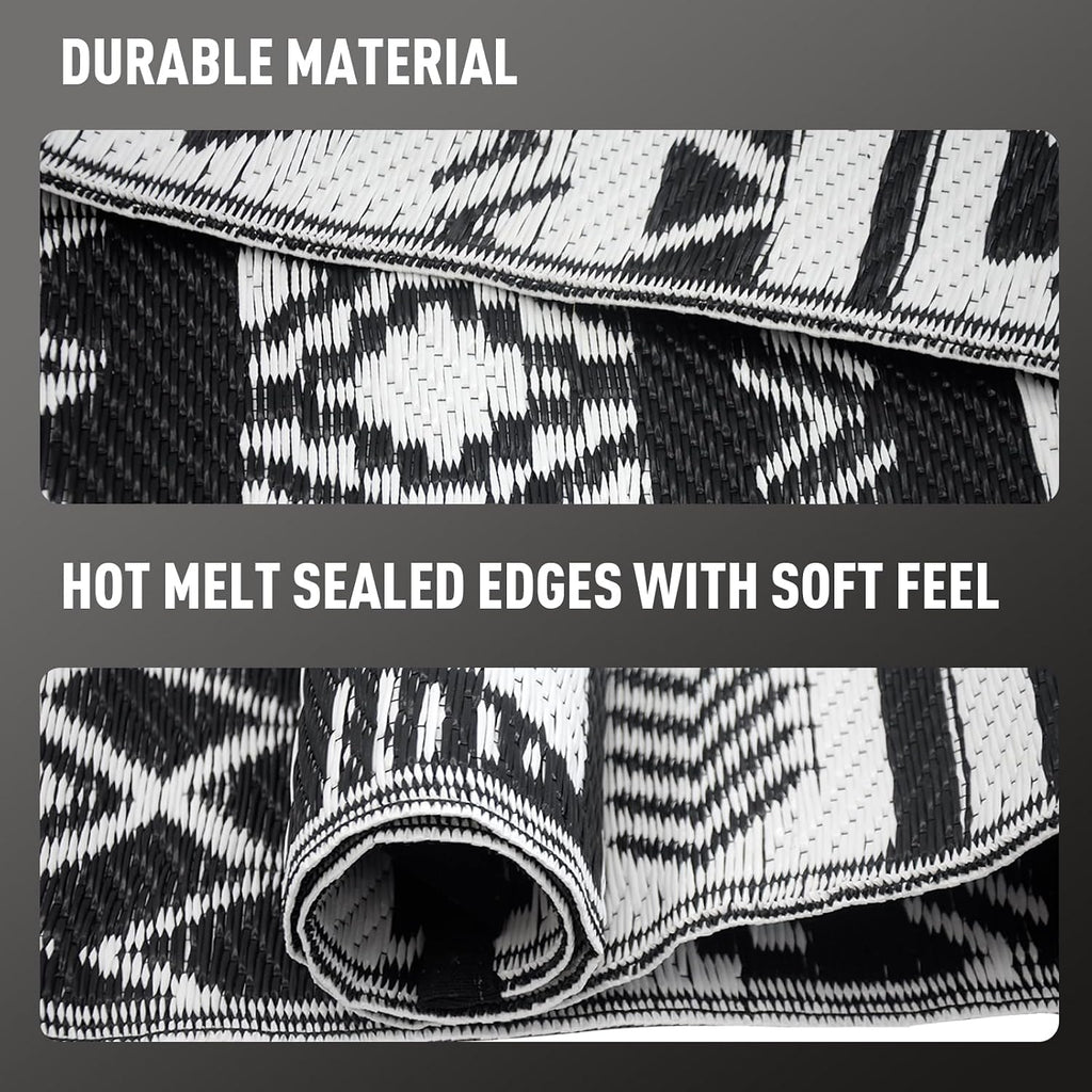 Black and White Vertical Stripe Outdoor Rug Waterproof Mat