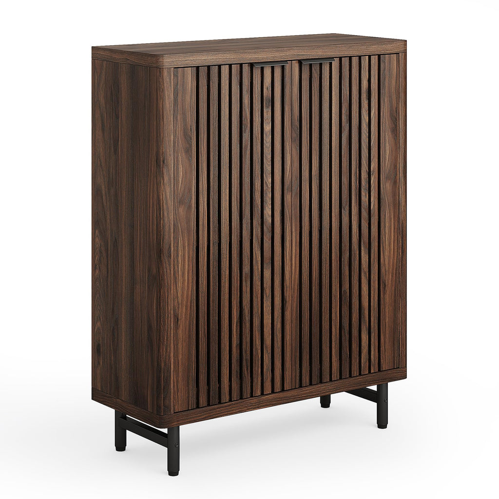 6-Tier Shoe Cabinet with Doors for Up to 24 Pairs, Large Wooden Shoe Storage Cabinet with Adjustable Shelves, Retro