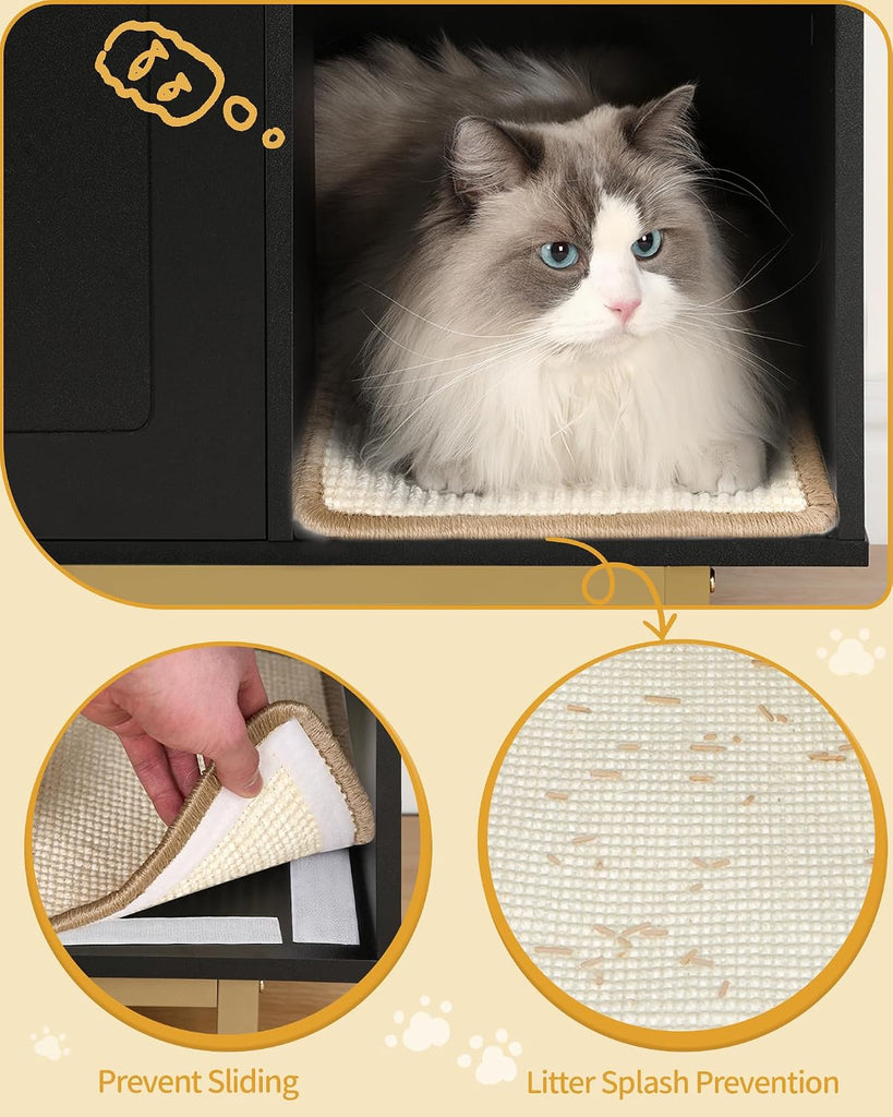 Cat Litter Box Enclosure, Hidden Litter Box Furniture with Storage