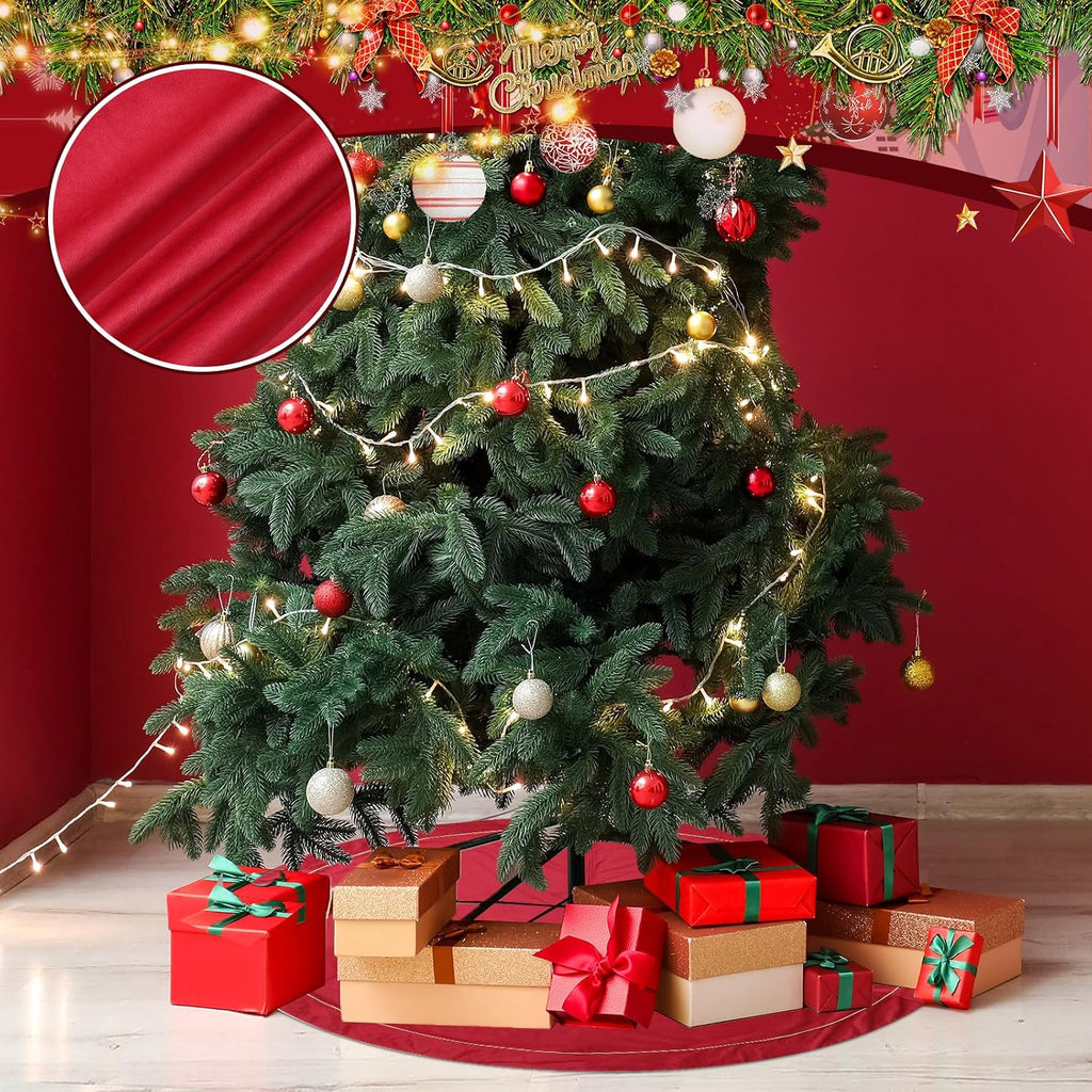 72 Inch red Tree Skirt for 7.5-12 Ft Tree Christmas Red Velvet Fur Plush Luxury Tree Skirt Large for Merry Christmas