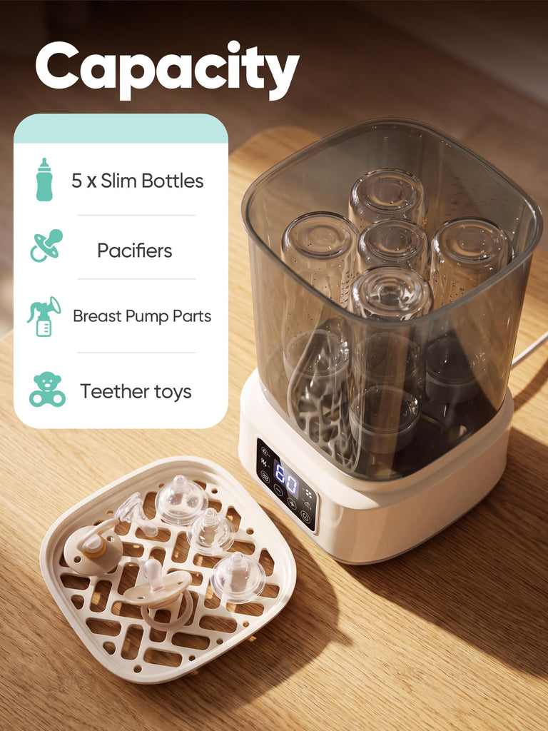 Baby Bottle Sterilizer and Dryer, Compact 2-Layer Sterilizer