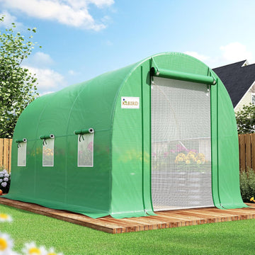 Premium 10x7x7FT Greenhouse for Outdoors, Galvanized Steel Frame | Screen Mesh Door Window Plastic Cover, Upgraded